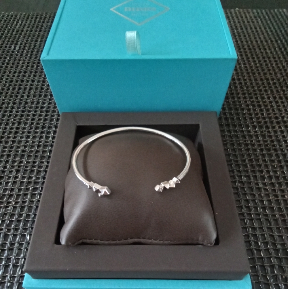 Birks Cluster Stud Sterling Silver Cuff Bracelet S/M